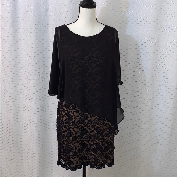 connected apparel Dresses & Skirts - 🌟Host Pick✨Connected Lace & Chiffon Popover Dress